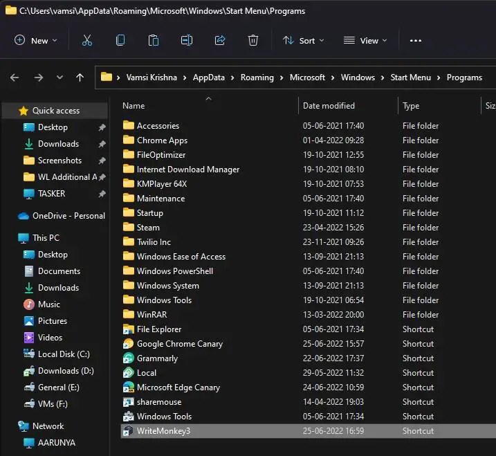 ポータブルアプリをスタートメニューに追加